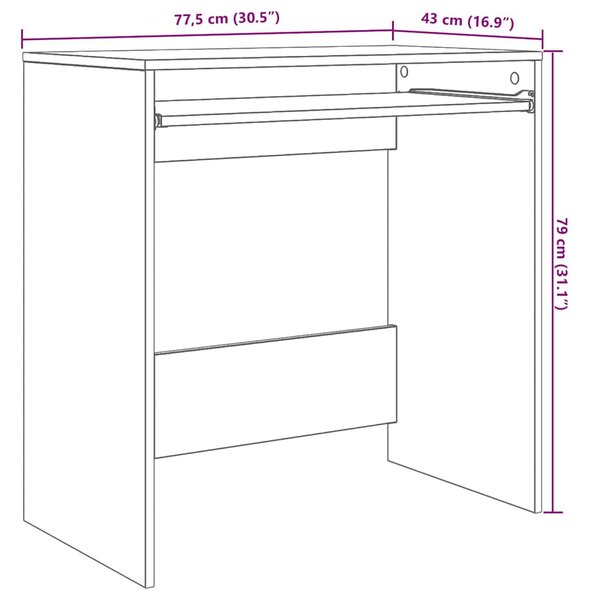Asztal polcokkal Musta tammi 77.5 x 43 x 79 cm Faanyag