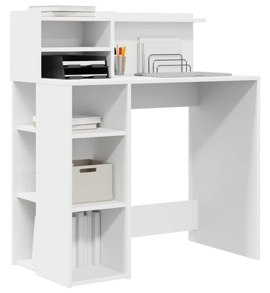 Íróasztal tárolóval polcokkal Fehér 90 x 48 x 101.5 cm Faanyag