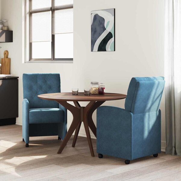 Kerekes Étkező Székek 2 pcs Kék 58 x 67 x 97 cm Bársony