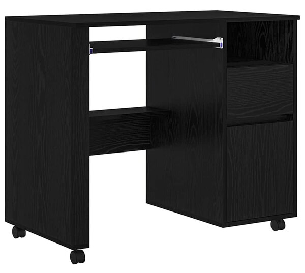 Kerekes íróasztal Fekete tölgy Szerelt Fa 91 x 50 x 77 cm