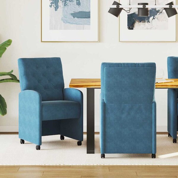 Kerekes Étkező Székek 2 pcs Kék 58 x 67 x 97 cm Bársony