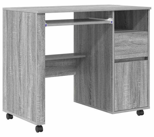 Kerekes íróasztal Szürke Sonoma Szerelt Fa 91 x 50 x 77 cm
