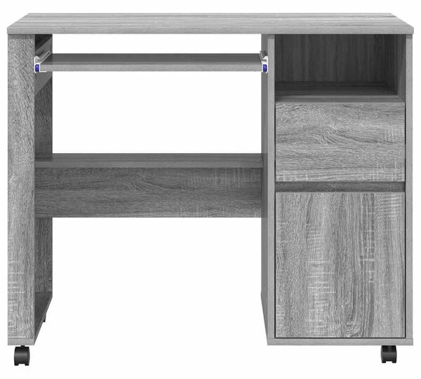 Kerekes íróasztal Szürke Sonoma Szerelt Fa 91 x 50 x 77 cm
