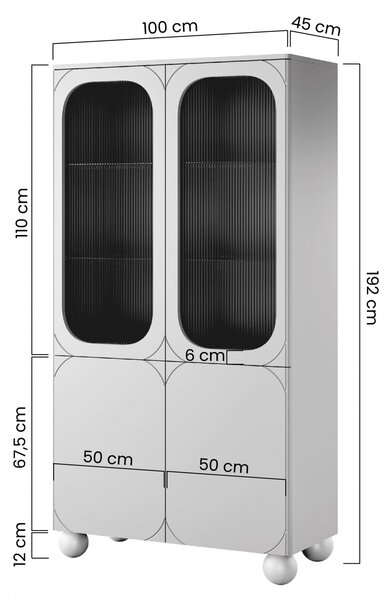 Sonatia II kétajtós vitrin 100 cm - kasmír