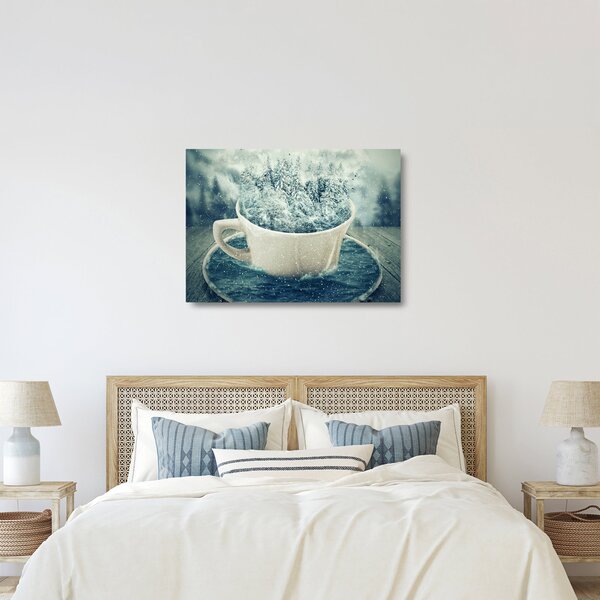 Kép - Téli világ egy bögrében (üvegen) (70x50 cm)