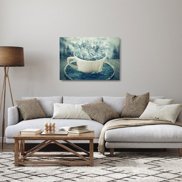 Kép - Téli világ egy bögrében (üvegen) (70x50 cm)
