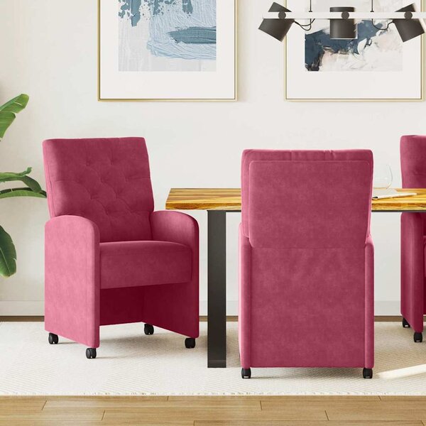 Kerekes Étkező Székek 2 pcs bordó 58 x 67 x 97 cm Bársony