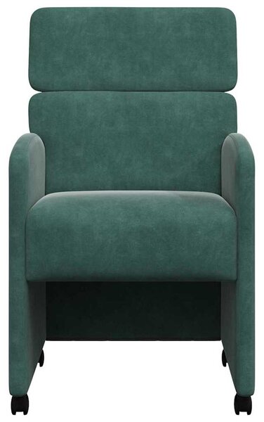 Kerekes Étkező Székek 2 pcs Sötétzöld 58 x 65 x 98 cm Bársony