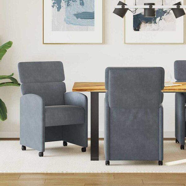 VidaXL Kerekes Étkező Székek 2 pcs Sötétszürke 58 x 65 x 98 cm Bársony