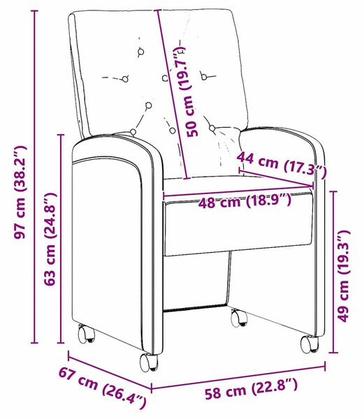 Kerekes Étkező Székek 2 pcs tengerzöld 58 x 67 x 97 cm Bársony