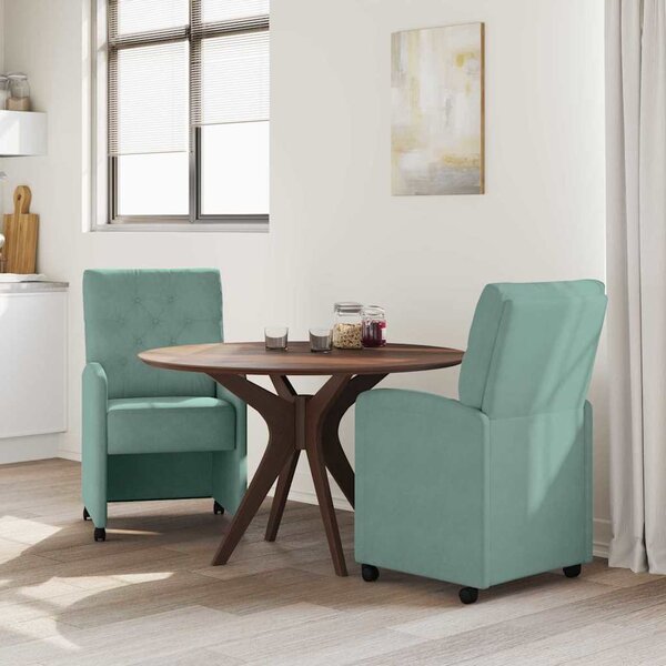 Kerekes Étkező Székek 2 pcs tengerzöld 58 x 67 x 97 cm Bársony