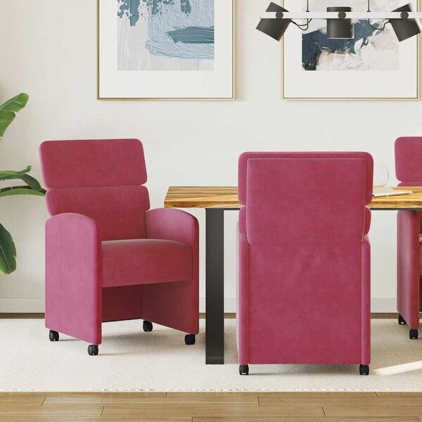 Kerekes Étkező Székek 2 pcs bordó 58 x 65 x 98 cm Bársony