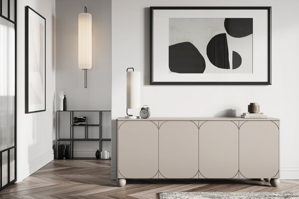 Sonatia II komód 200 cm négyajtós - kasmír / gömb lábak