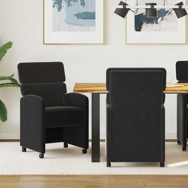 Kerekes Étkező Székek 2 pcs Fekete 58 x 65 x 98 cm Bársony