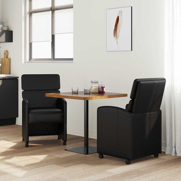 Kerekes Étkező Székek 2 pcs Fekete 58 x 65 x 98 cm Műbőr