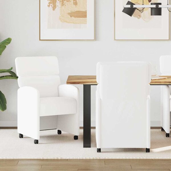 Kerekes Étkező Székek 2 pcs Fehér 58 x 65 x 98 cm Műbőr