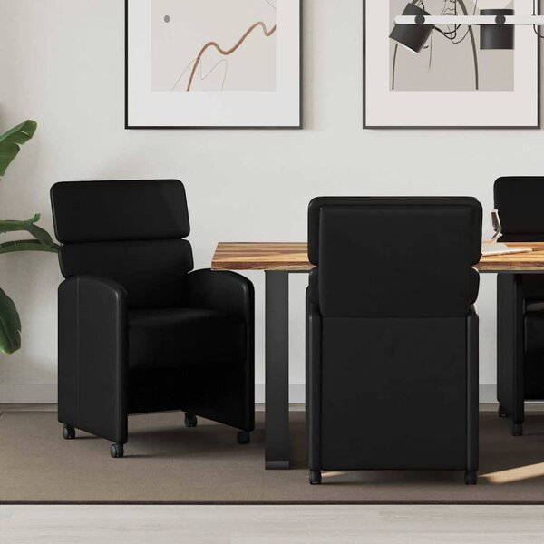 Kerekes Étkező Székek 2 pcs Fekete 58 x 65 x 98 cm Műbőr