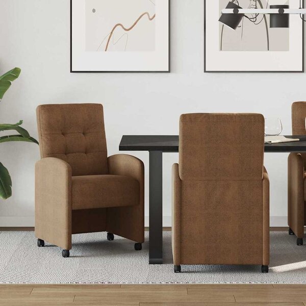 VidaXL Kerekes Étkező Székek 2 pcs Barna 57 x 67 x 98 cm Műbőr velúr