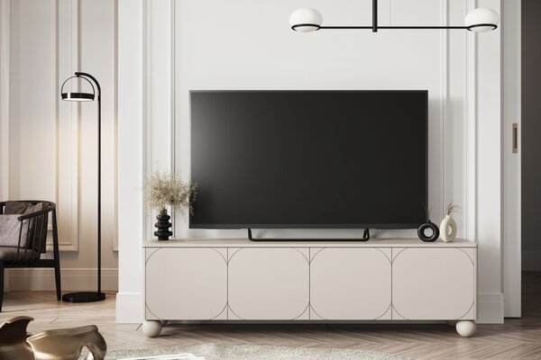 Sonatia II TV-szekrény 200 cm négyajtós gömb lábakon - kasmír