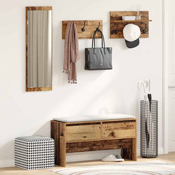 Előszoba bútorkészlet 4 db Öreg fa 90 x 31 x 46,5 cm Szerelt Fa