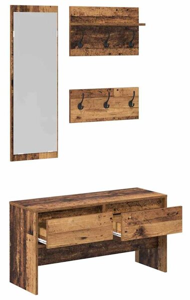 Előszoba bútorkészlet 4 db Öreg fa 90 x 31 x 46,5 cm Szerelt Fa