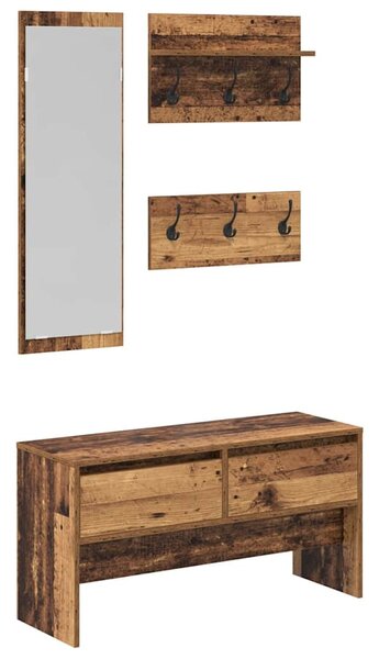 Előszoba bútorkészlet 4 db Öreg fa 90 x 31 x 46,5 cm Szerelt Fa
