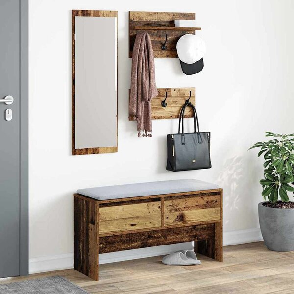 Előszoba bútorkészlet 4 db Öreg fa 90 x 31 x 46,5 cm Szerelt Fa