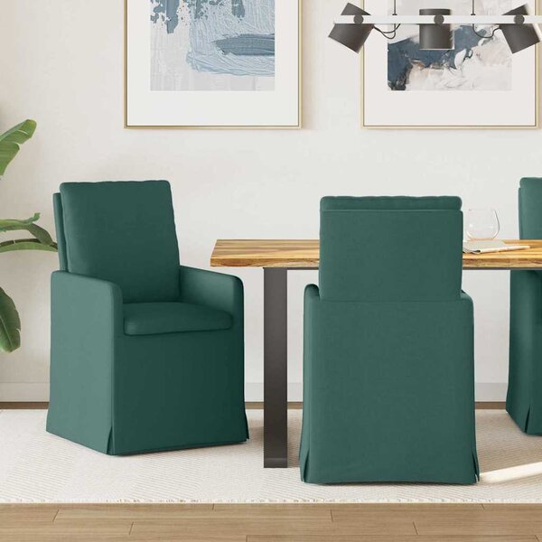 Étkező Székek 2 pcs Sötétzöld 57 x 67 x 98 cm szövet