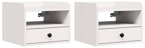 Éjjeli asztal 2 pcs Fehér 38 x 36 x 29.5 cm Tömör fenyőfa