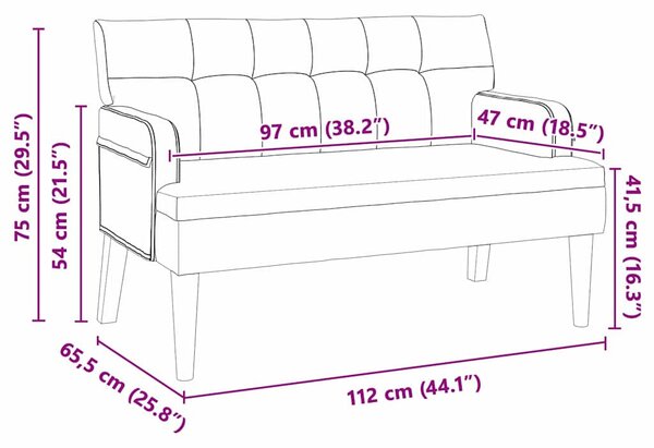 Chesterfield Pad Sárga 112 x 65,5 x 75 cm Bársony