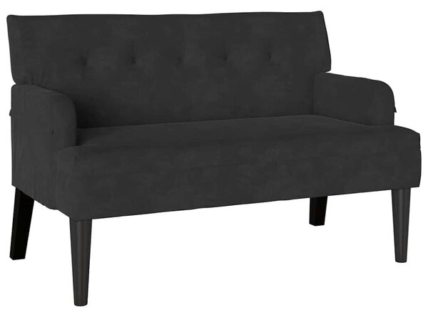 Chesterfield Pad Fekete 112 x 65,5 x 75 cm Bársony