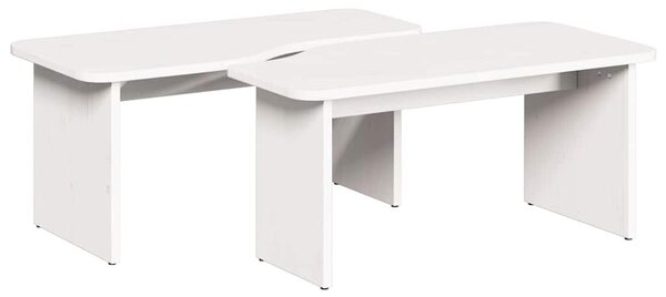 Dohányzóasztal 2 pcs Fehér 100 x 69 x 35.5 cm Tömör fenyőfa