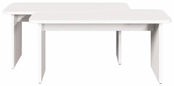 Dohányzóasztal 2 pcs Fehér 100 x 69 x 35.5 cm Tömör fenyőfa