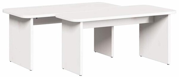 Dohányzóasztal 2 pcs Fehér 100 x 69 x 35.5 cm Tömör fenyőfa