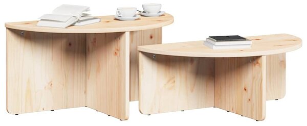 Dohányzóasztal 2 pcs Természetes Tömör fenyőfa