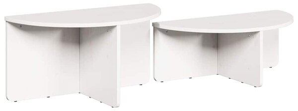 Dohányzóasztal 2 pcs Fehér Tömör fenyőfa