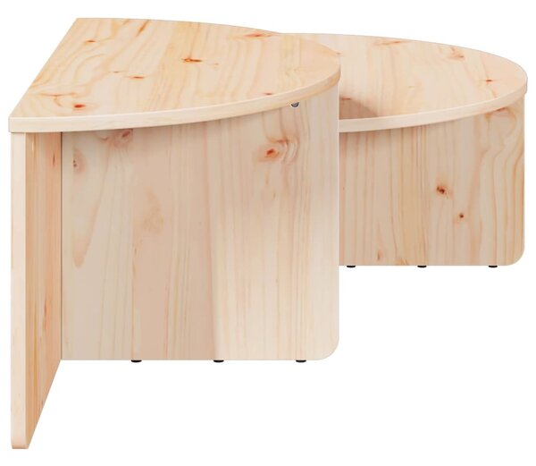 Dohányzóasztal 2 pcs Természetes Tömör fenyőfa
