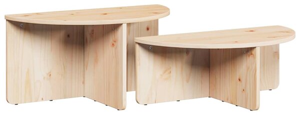Dohányzóasztal 2 pcs Természetes Tömör fenyőfa