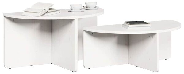 Dohányzóasztal 2 pcs Fehér Tömör fenyőfa
