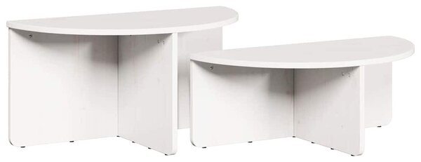 Dohányzóasztal 2 pcs Fehér Tömör fenyőfa