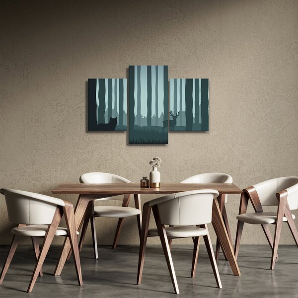Kép - Szarvas farkassal a sziklák között (90x60 cm)