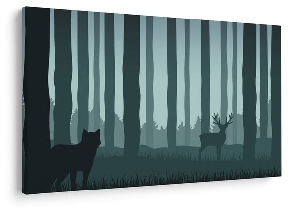 Kép - Szarvas farkassal a sziklák között (90x60 cm)
