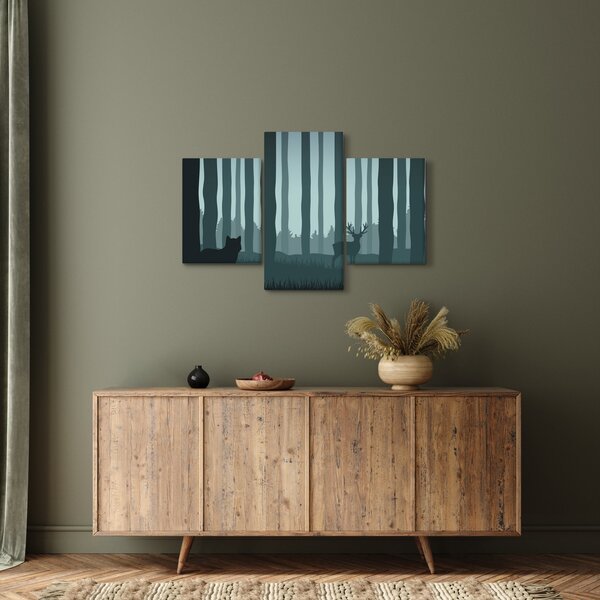 Kép - Szarvas farkassal a sziklák között (90x60 cm)