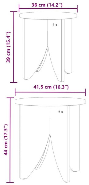 Dohányzóasztal 2 pcs Viaszbarna 41.5 x 41.5 x 44 cm