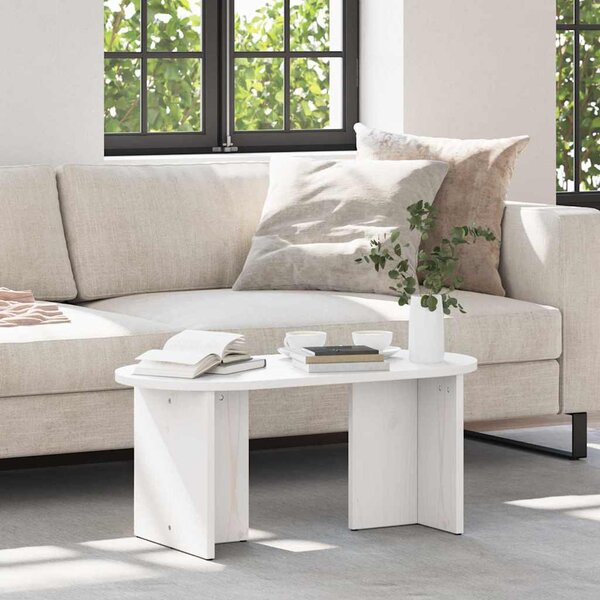 Dohányzóasztal Fehér 80 x 39.5 x 35 cm Tömör fenyőfa