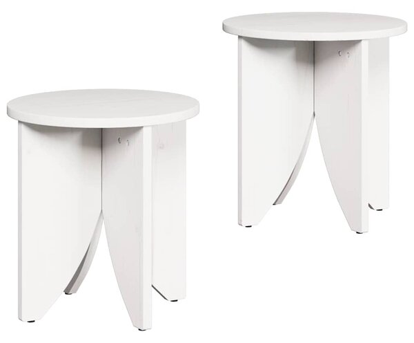 Dohányzóasztal 2 pcs Fehér 41.5 x 41.5 x 44 cm Tömör fenyőfa
