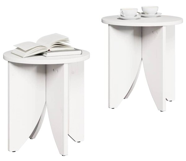 Dohányzóasztal 2 pcs Fehér 41.5 x 41.5 x 44 cm Tömör fenyőfa