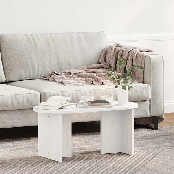 Dohányzóasztal Fehér 80 x 39.5 x 35 cm Tömör fenyőfa