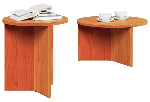 Dohányzóasztal 2 pcs Faggyú barna Tömör fenyőfa