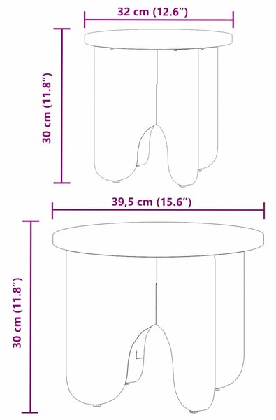 Dohányzóasztal 2 pcs Természetes Tömör fenyőfa